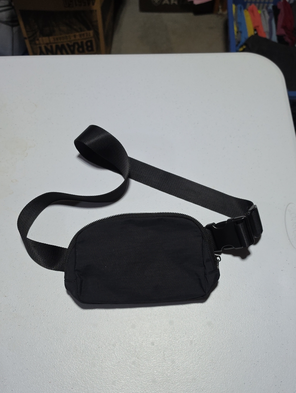 Men's Black Nylon Waist Bag - Minimal Crossbody Pouch